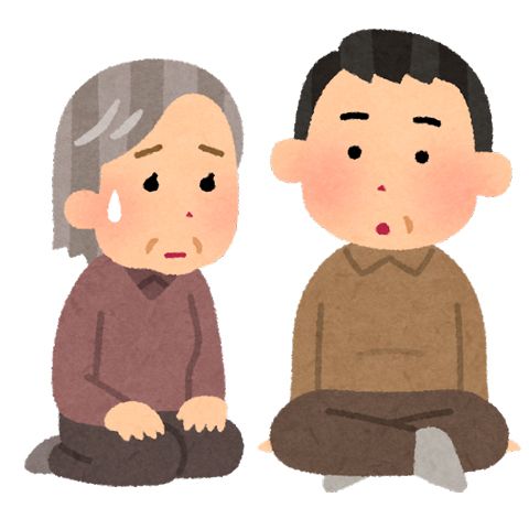 中年の息子を心配する母親のイラスト