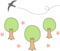 木の上を飛ぶ鳥のイラスト