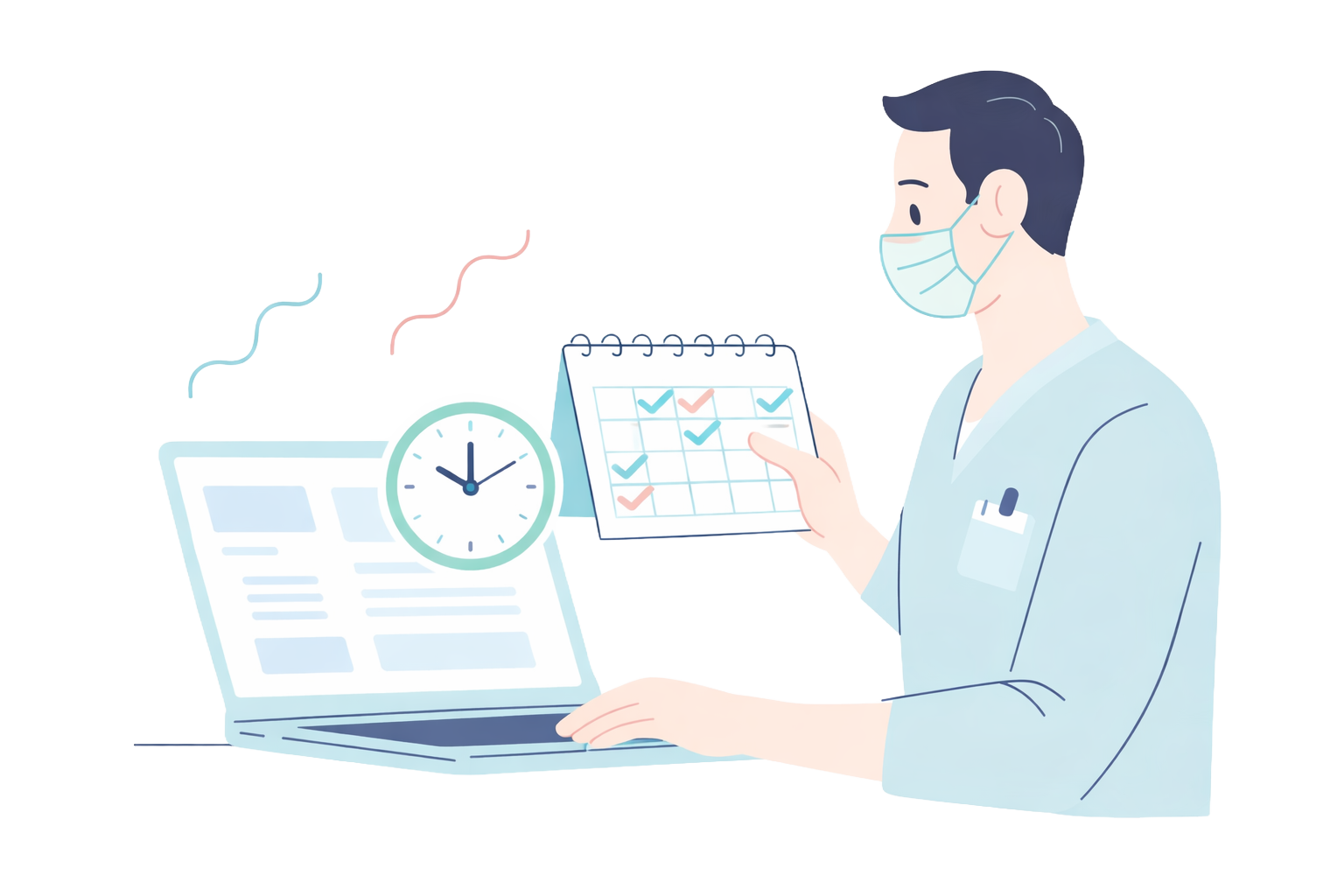 スタッフが診察日時の調整をしている