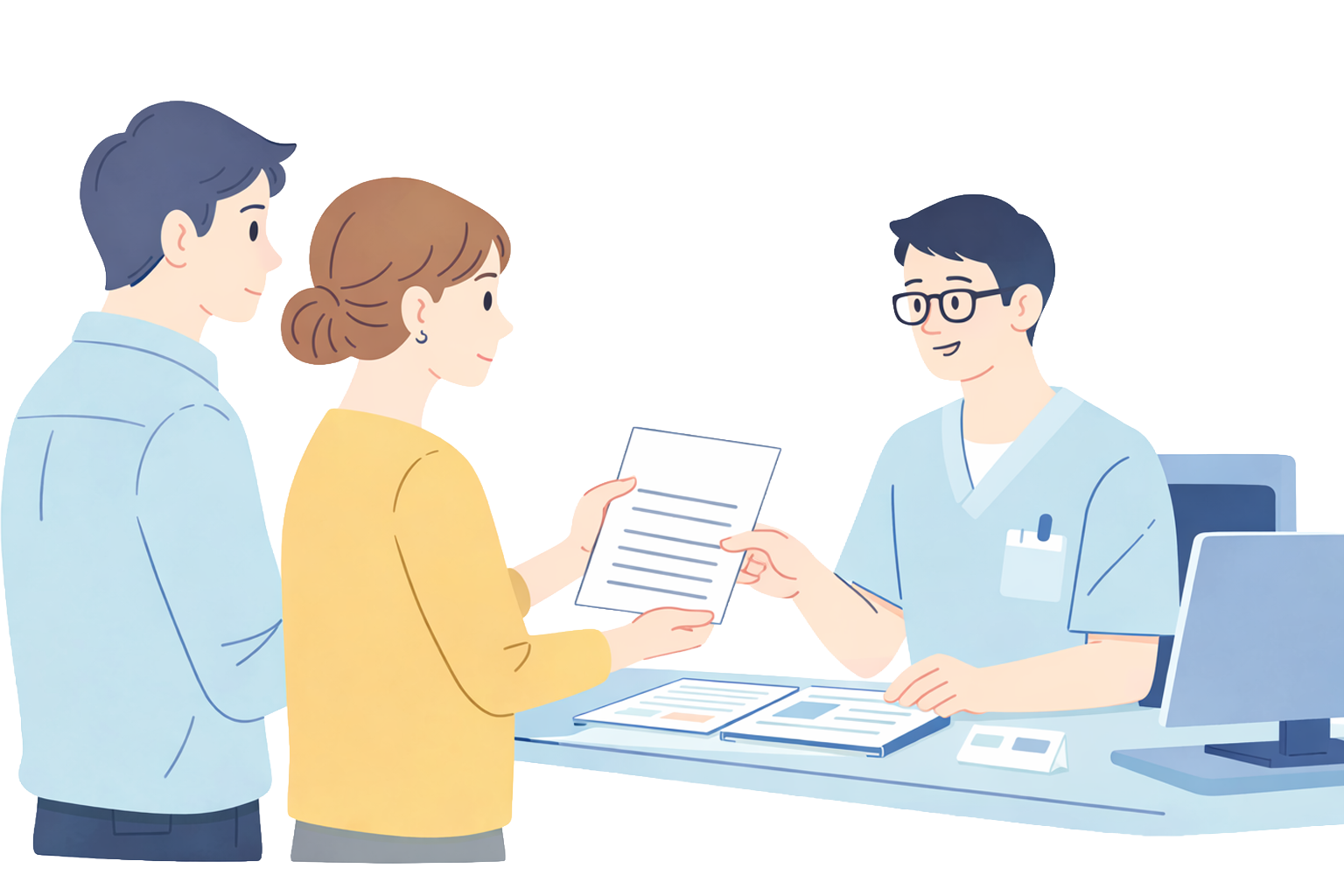 受付に紹介状を持参