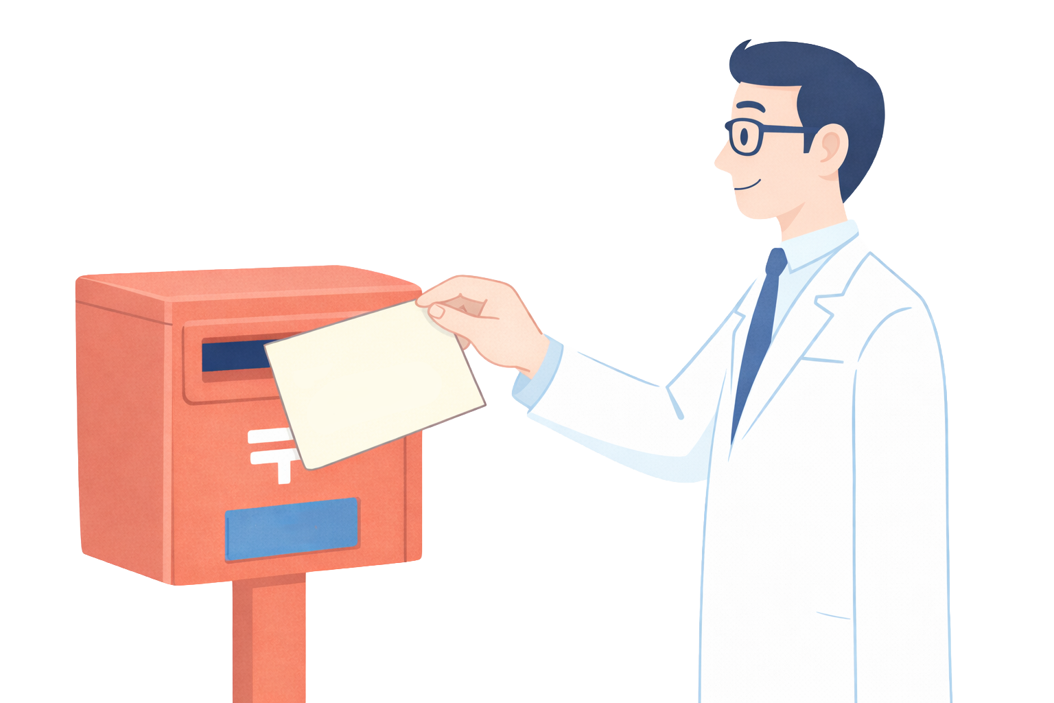 医師が検査結果を郵送